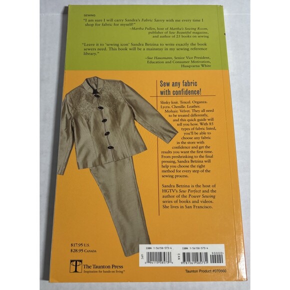Fabric Savvy : the Essential Guide for Every Sewer By Sandra Betzina. 2002 - Picture 2 of 9